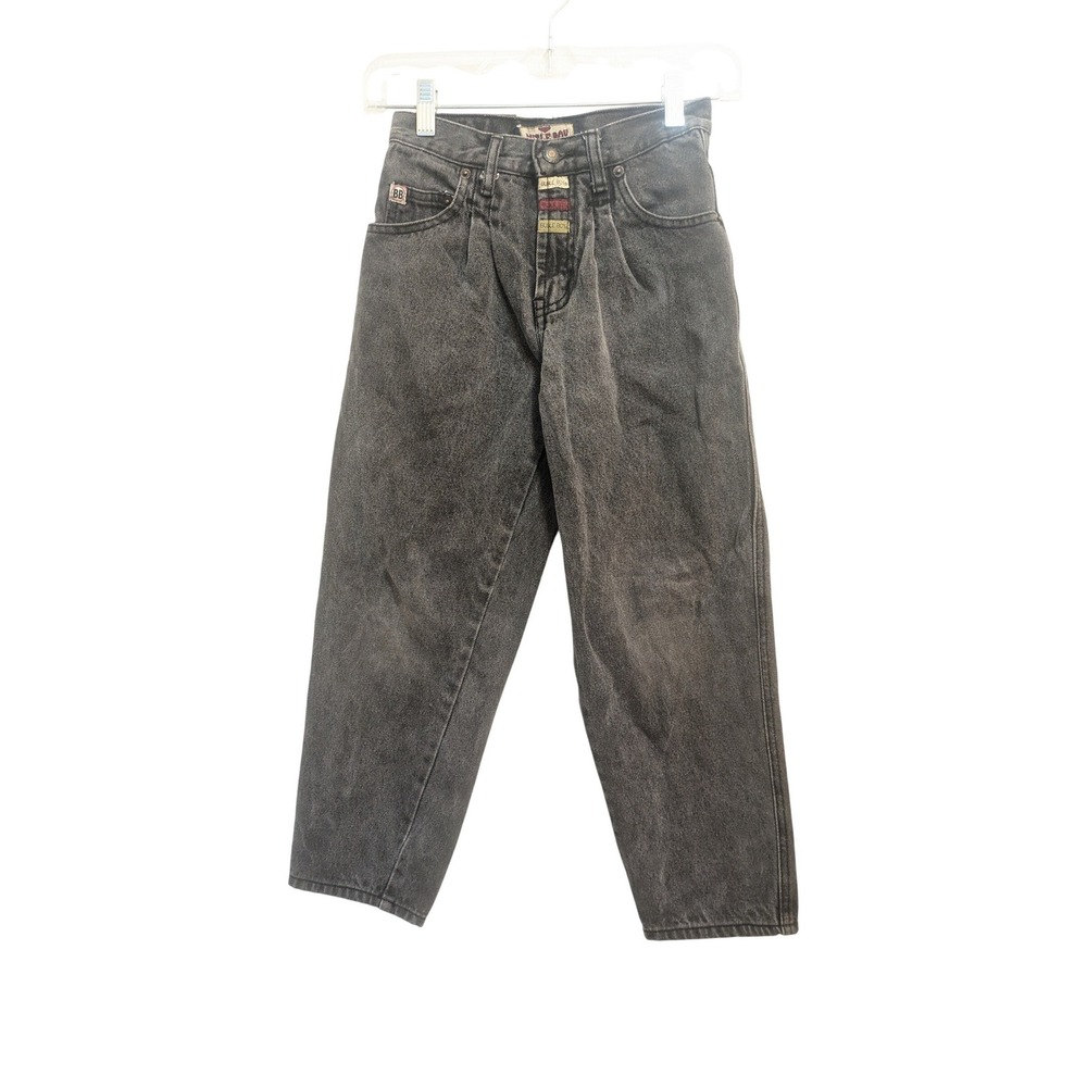Bugle Boy Youth Jeans Gray‎ Acid Wash Tapered Leg Pleated Front Size 7